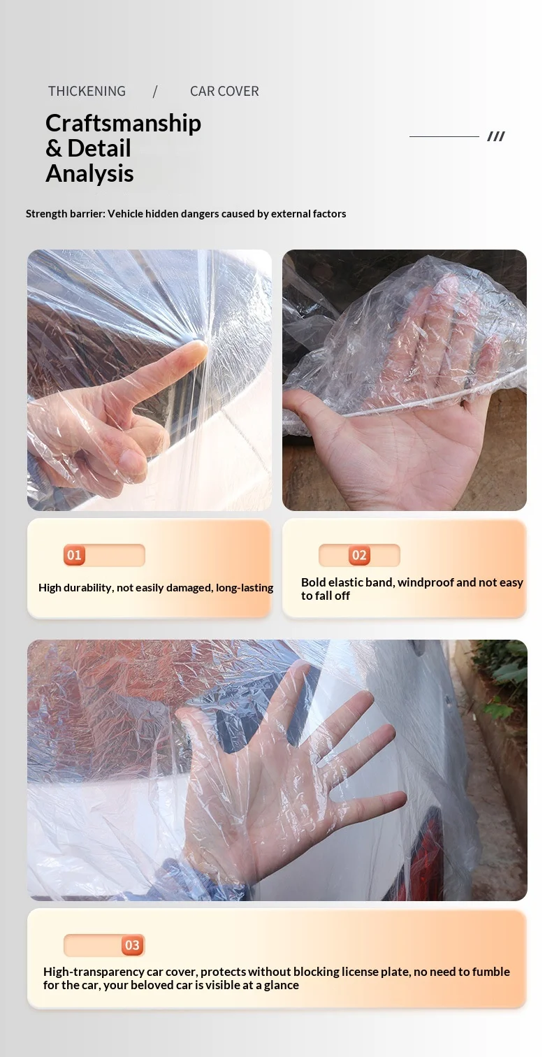 All-Weather Disposable PE Car Cover – Indoor/Outdoor Dust & Rain Protection — detail 6