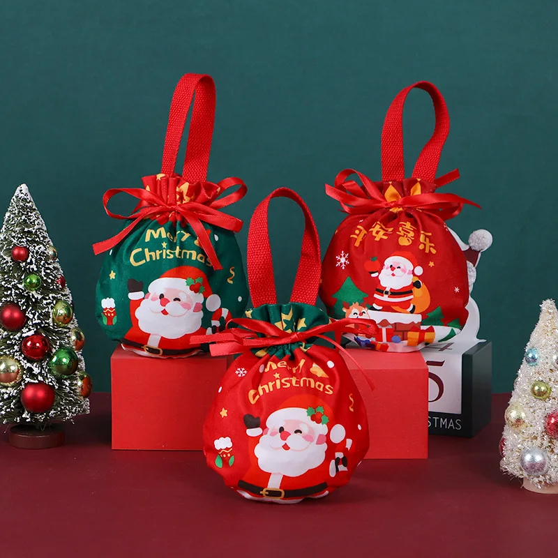 

Christmas Handheld Candy Gift Bag Christmas Eve Fruit Packaging Bag Biscuit Chocolate Gift Bag Christmas Decoration Bag 5/10pcs