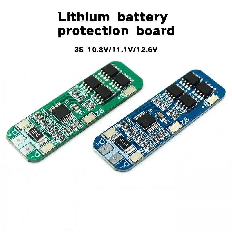 3S 12V 18650 10A BMS Charger Li-ion Lithium Battery Protection Board Circuit Board 10.8V 11.1V 12.6V Electric Blue Green Battery