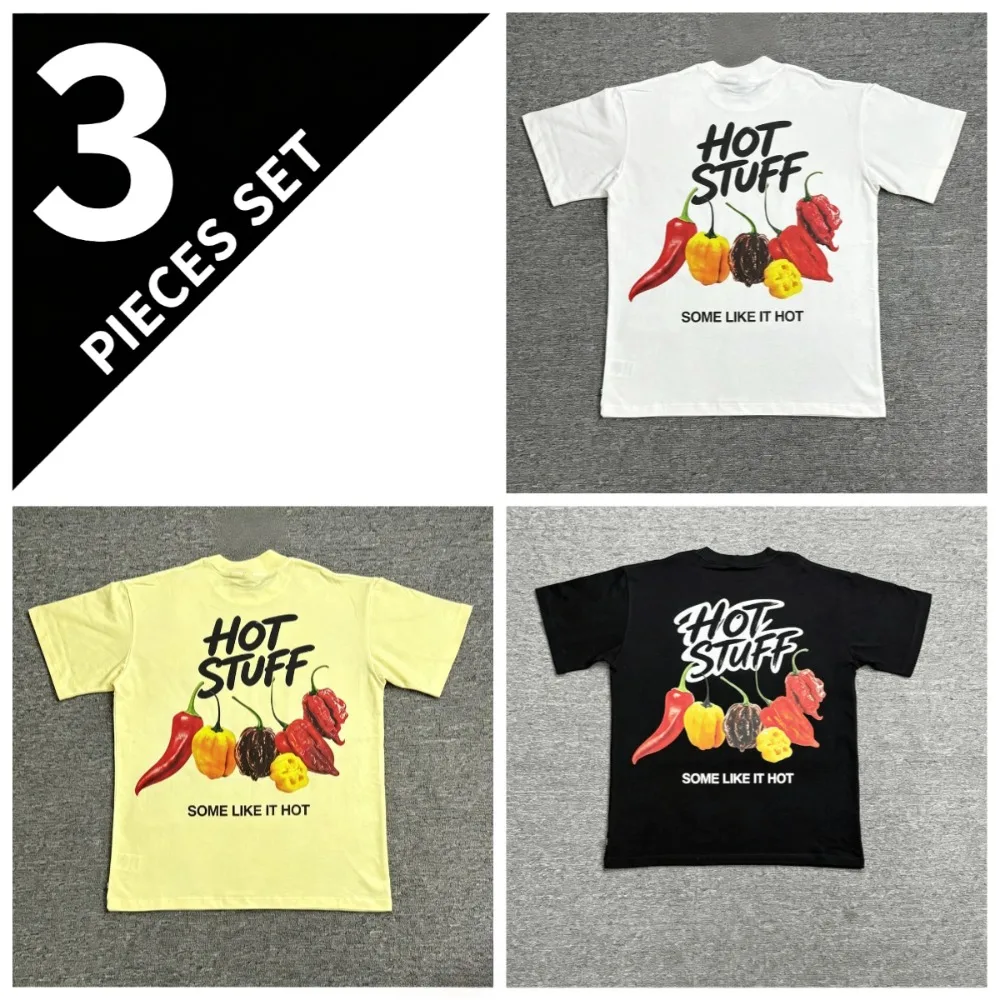 Hot Stuff Colorful Chili Pepper Graphic Women T-Shirt Retro Oversized Casual Streetwear Tee