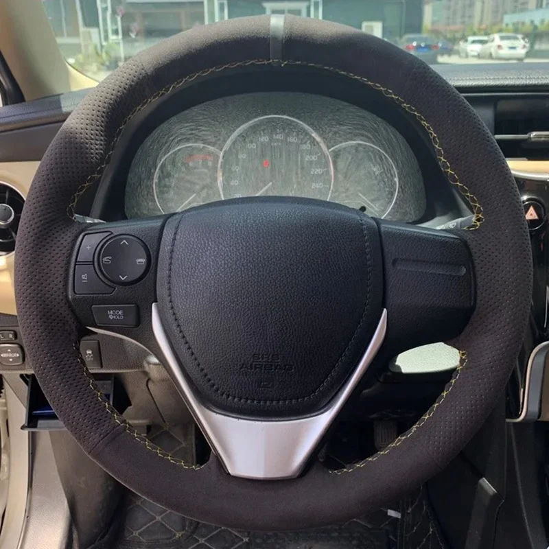 

Suede Car Steering Wheel Cover For Toyota 2013-2018 Corolla 2014-2019 Corolla IM (US) 2017 Handle Cover Interior Car Accessories