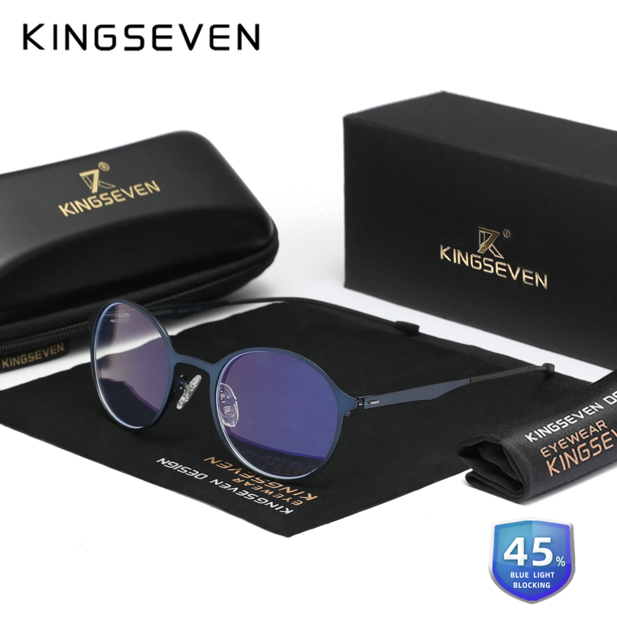 KINGSEVEN Blue Blocking Optical Glasses Men/Women Phone Computer Anti-Blue Ray Eyewear Oval Frame Transparent Lenses Eyeglasses