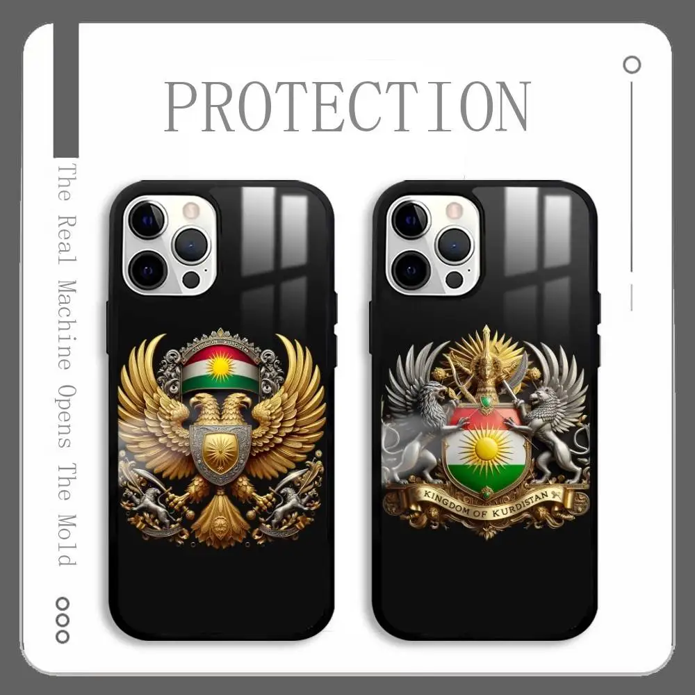 

Kurdish Kurdistan Gold Logo Phone Case For IPhone 16 15 14 13 12 11 Pro Max Plus Mini Plus Hard Mirror Surface Protect Funda