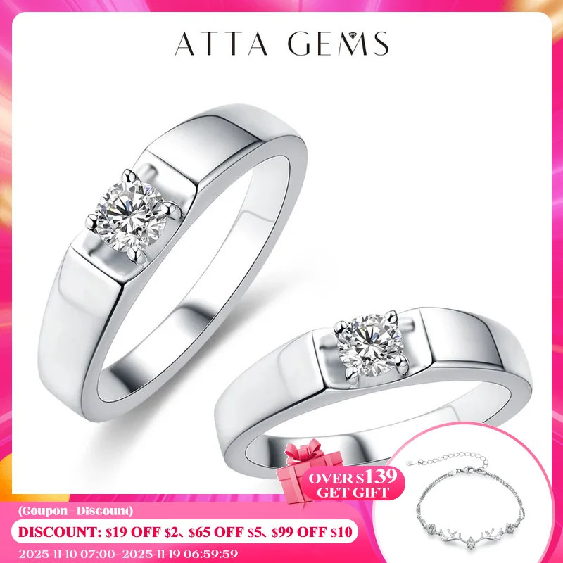 

Attagems 2022 New Classic Moissanite Ring Luxury Engagement Rings for Men Women Couple Wedding Female Anniversary Fine Jewelry