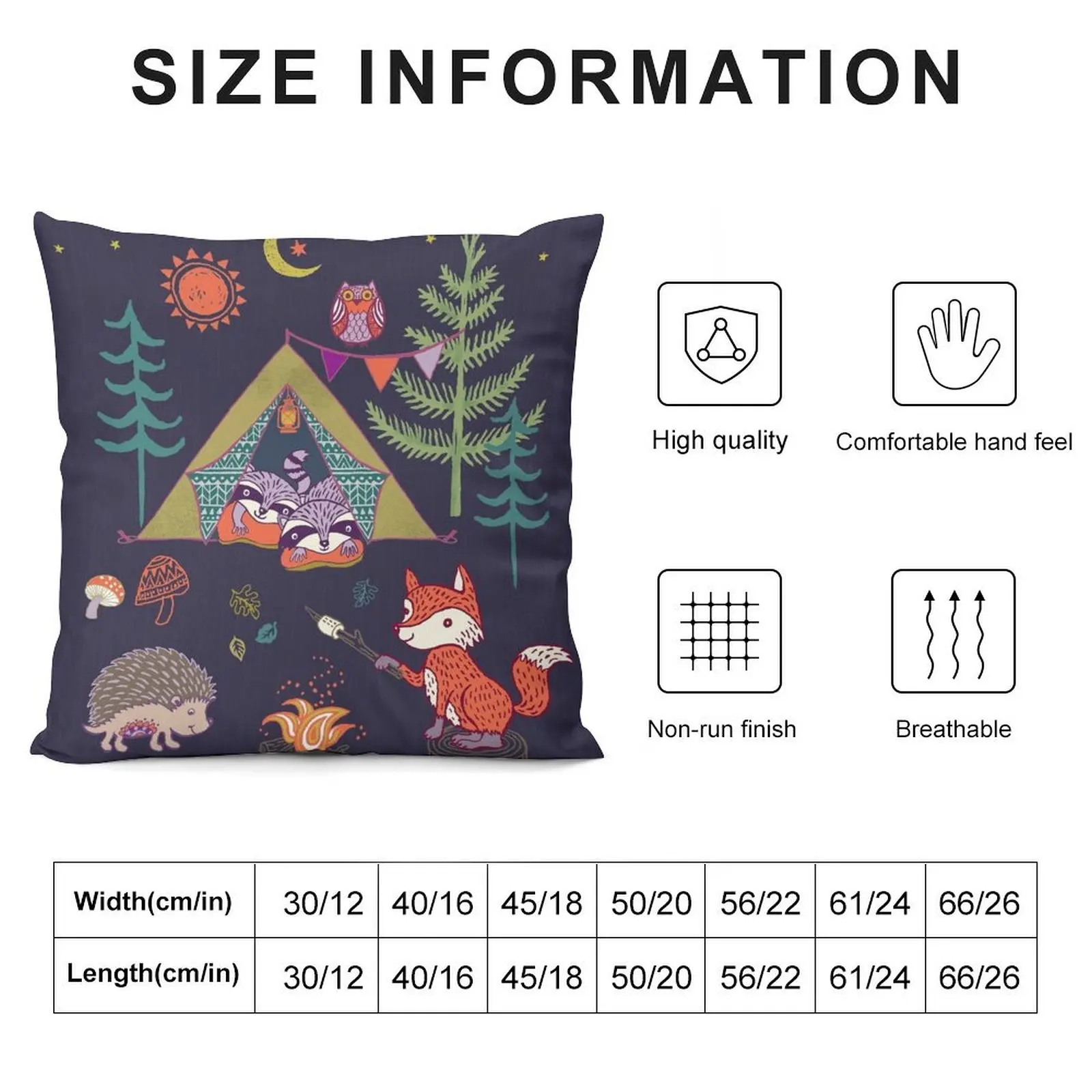 Woodland Animals Campout Throw Pillow Pillowcases Bed Cushions Decorative Cushion pillow