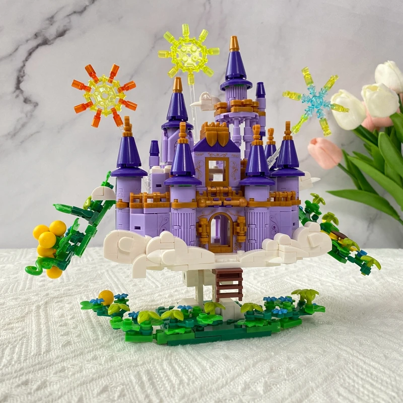 Juego de bloques de construcción de Castillo para niña, juguete de bloques de construcción de Castillo de princesa de cuento de hadas, modelo de ciudad Diy, regalo de Navidad, 4 juegos