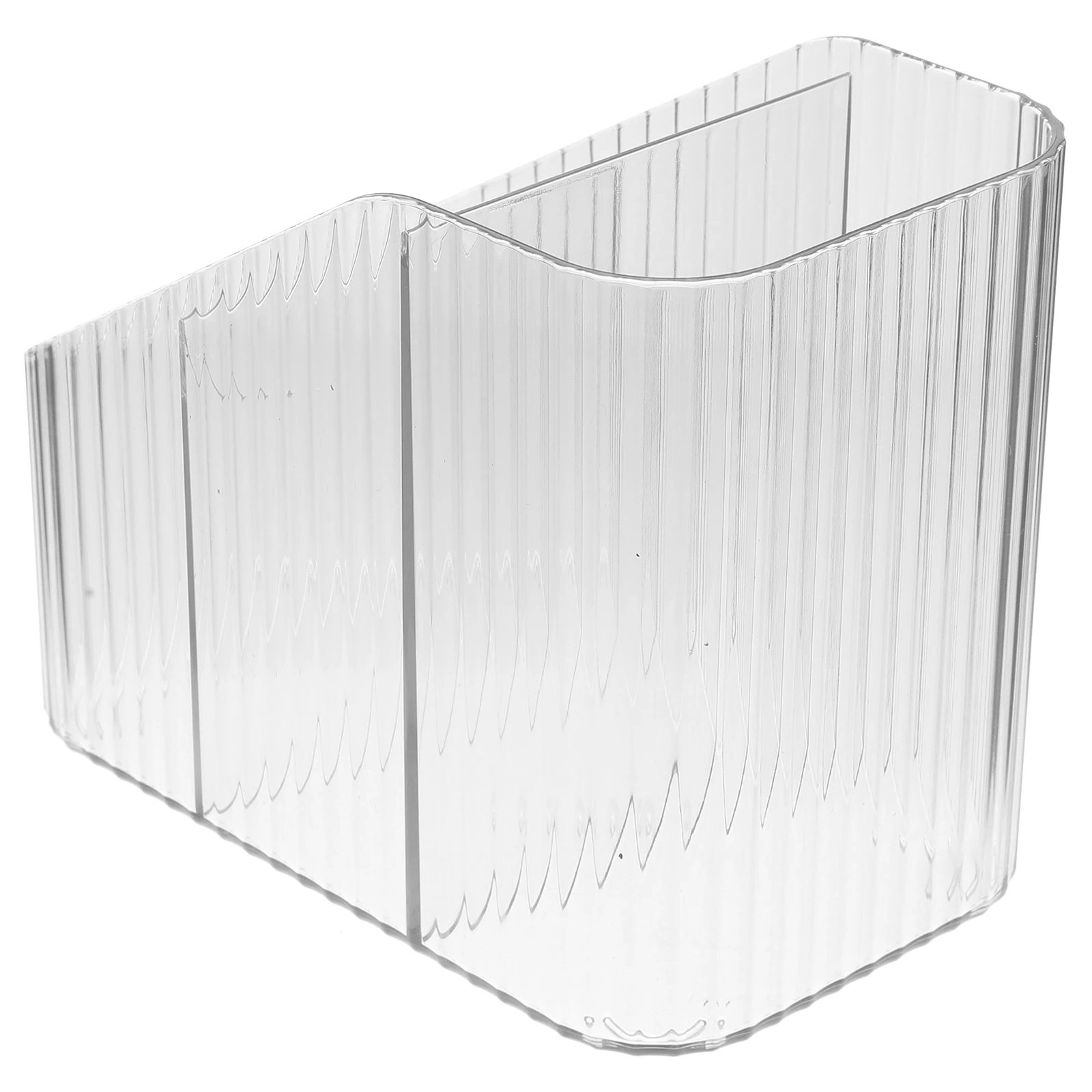 

PET Material 3 Section Desktop Storage Box for Pens Makeup Brushes Office Stationery Clear Edges Polished Home Decor Modern