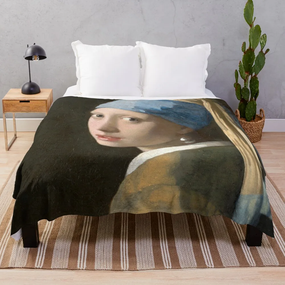 

Girl with a Pearl Earring (1665) - Johannes Vermeer Throw Blanket Giant Sofa Summer Vintage Luxury Blankets