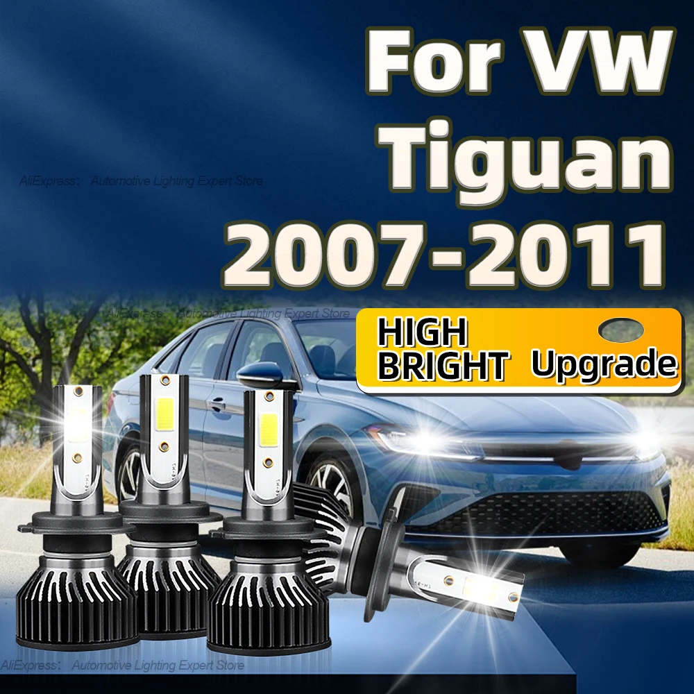 

2/4Pcs 50000LM Powerful Car Led Headlight H7 Light Bulbs 360degrees with Fan For VW Tiguan 2007 2008 2009 2010 2011