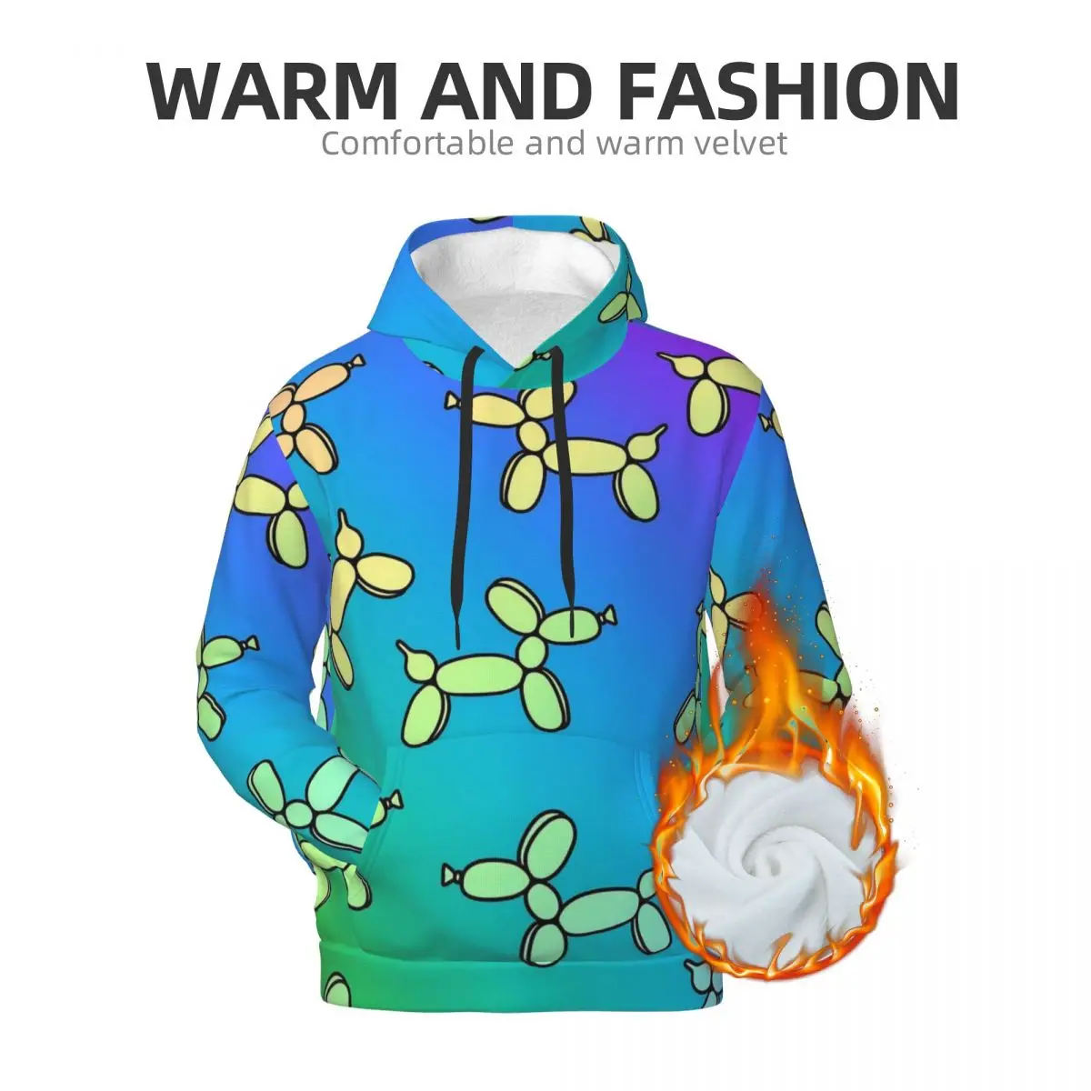 Balloon Dogs Streetwear Hoodies Spring Rainbow Gradient Aesthetic Hoodie Men Oversize Outerwear Design Warm Hooded Sweatshirts