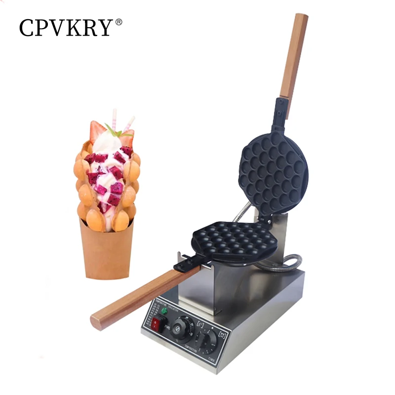 

CPVKRY Commercial Egg Bubble Waffle Maker 1300W hong kong Puff Iron w/ 180° Rotatable Electric 110/220V Stainless Steel Baker