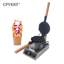 CPVKRY Commercial Egg Bubble Waffle Maker 1300W hong kong  Puff Iron w/ 180° Rotatable Electric 110/220V Stainless Steel Baker