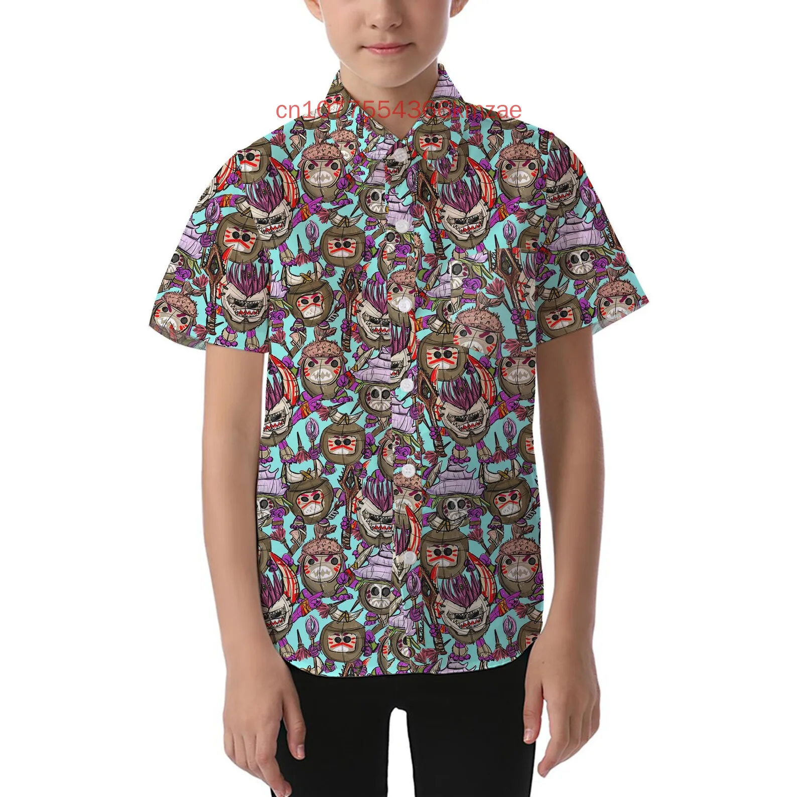 

2025 New Disney Moana's Kakamora Boys and Girls Hawaii Short sleeved Shirt Summer 3D Printed Cute Street Children's Shirt