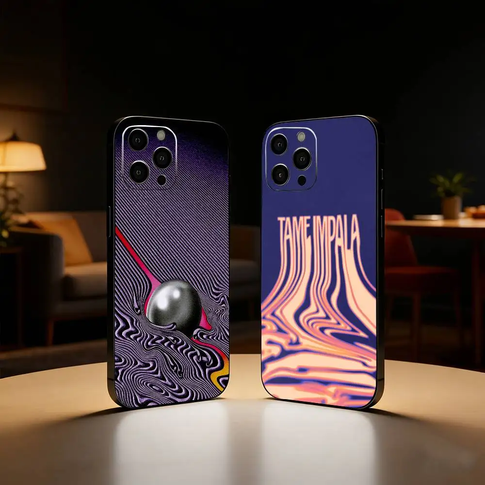 

Tame I-Impala Band Phone Case For iPhone17,16,15,14,13,12 Plus,Max Soft Silicone Black Cover