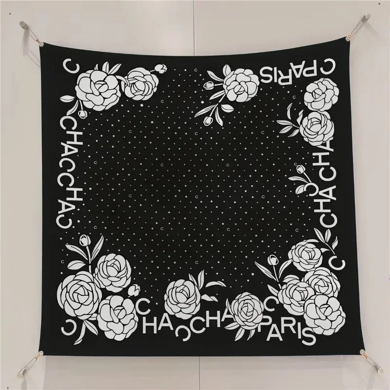 90cm lenço quadrado artesanal mesa impressão ângulo direito borda rolada europeu e americano versátil xale feminino lenço diagonal