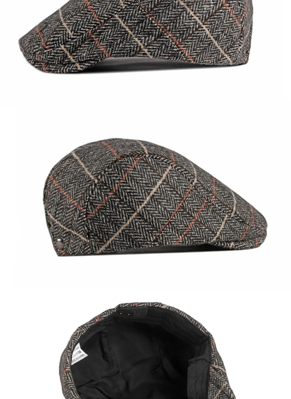HT2903 Baskenmützen für Männer und Frauen, Retro-Künstler-Malermütze, karierte Baskenmütze, flache Ivy-Mütze für Damen und Herren, 2026 neue Herbst-Winter-Wollmütze. – Detail 5