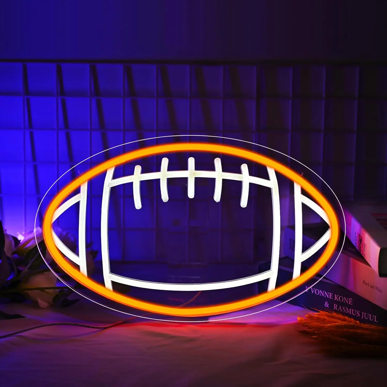 

Football Neon Sign Wall Decor LED Light Rugby for Man Cave Teens Boy Girl Bedroom Game Room Decor Football Fans Present Sports