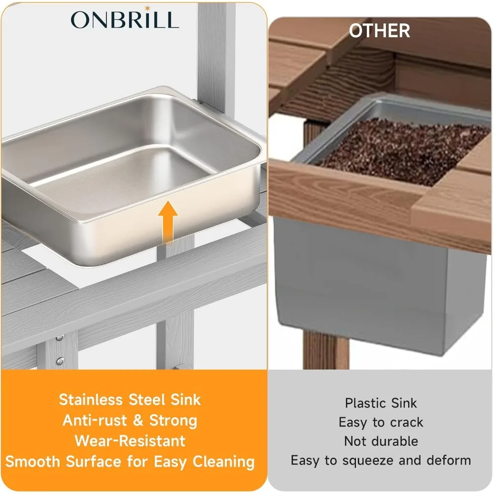 مقعد بوتينج، طاولة مقعد التثبيت في الهواء الطلق مع حوض قابل للإزالة، مقاعد بوتينغ HDPS للخارج، طاولة حديقة مع غلاف تخزين #5