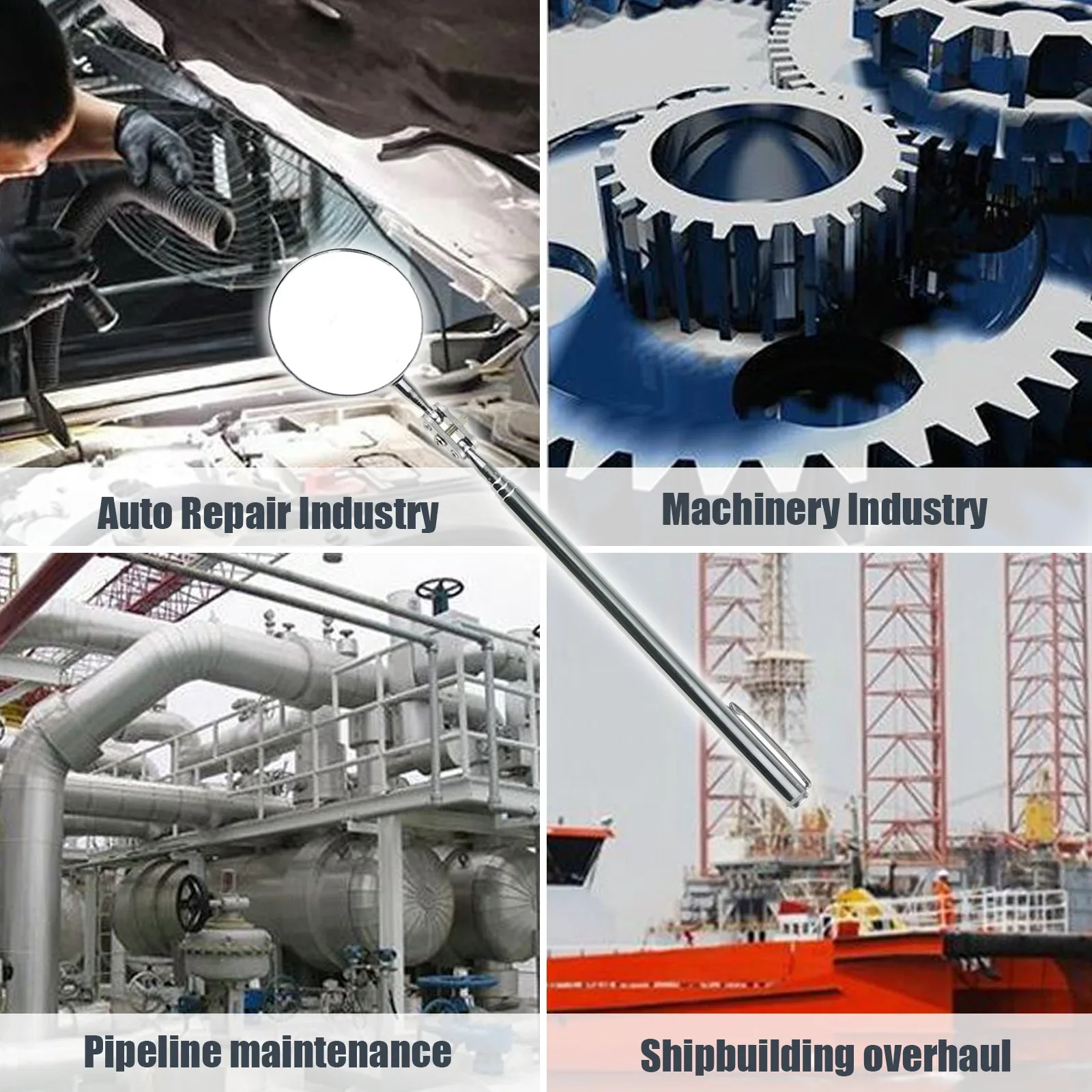 1Pc Rotatable Mirror Angle Telescopic Mirror Extendible Inspection Stainless Steel Detection Car Repair Tool Endoscope Equipment