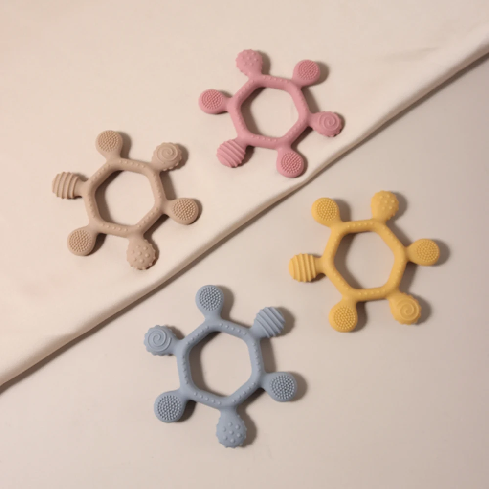 

baby silicone teether anchor wheel shaped infant teething toy cute sensory gum relief soother toy