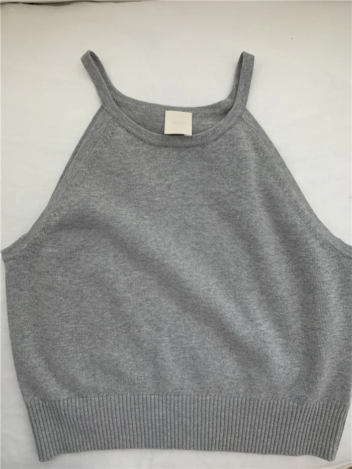 

Soft Comfortable ey Knitted oulder Bared Vest Mone2025 Versatile All Seasons Commute Sle Women's Faion Cotton Blend