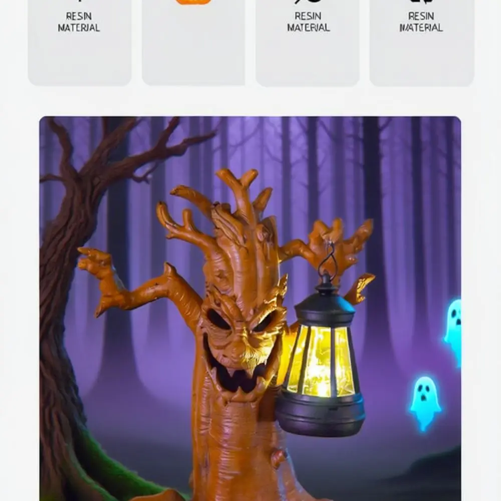 Tree Spirit Sculpture Solar Garden Light Resin Craft Outdoor Figurine Halloween Yard Decoration Waterproof Lamp