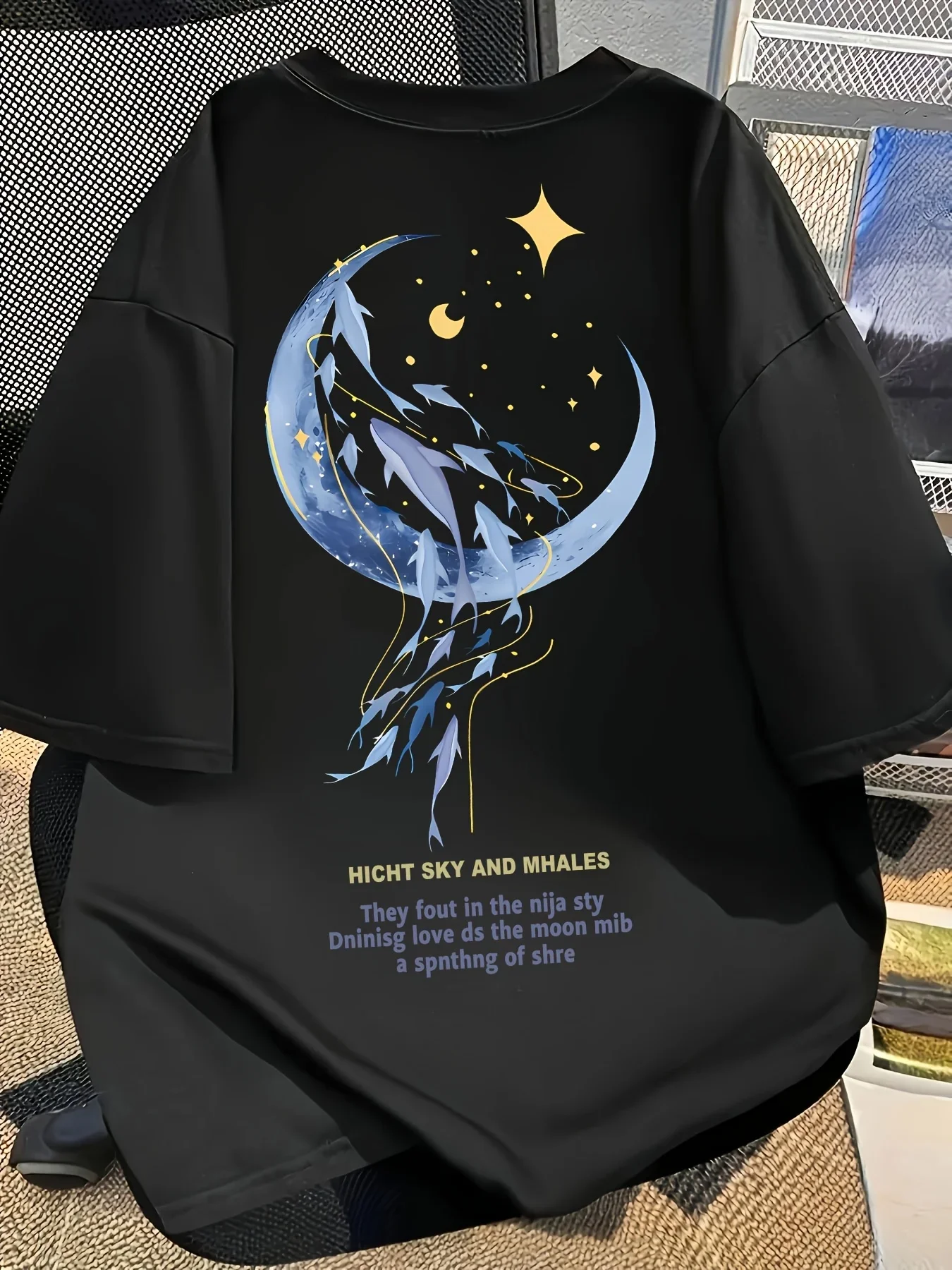 

Summer men's retro Korean style 100% cotton short-sleeved T-shirt with fish pattern print casual, trendy and versatile clothing