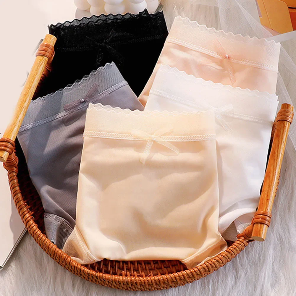 Fashion Lightweight Women's Ice Silk Lingerie Quick Drying Triangle Underwear Transparent Summer Ladies Briefs Shorts