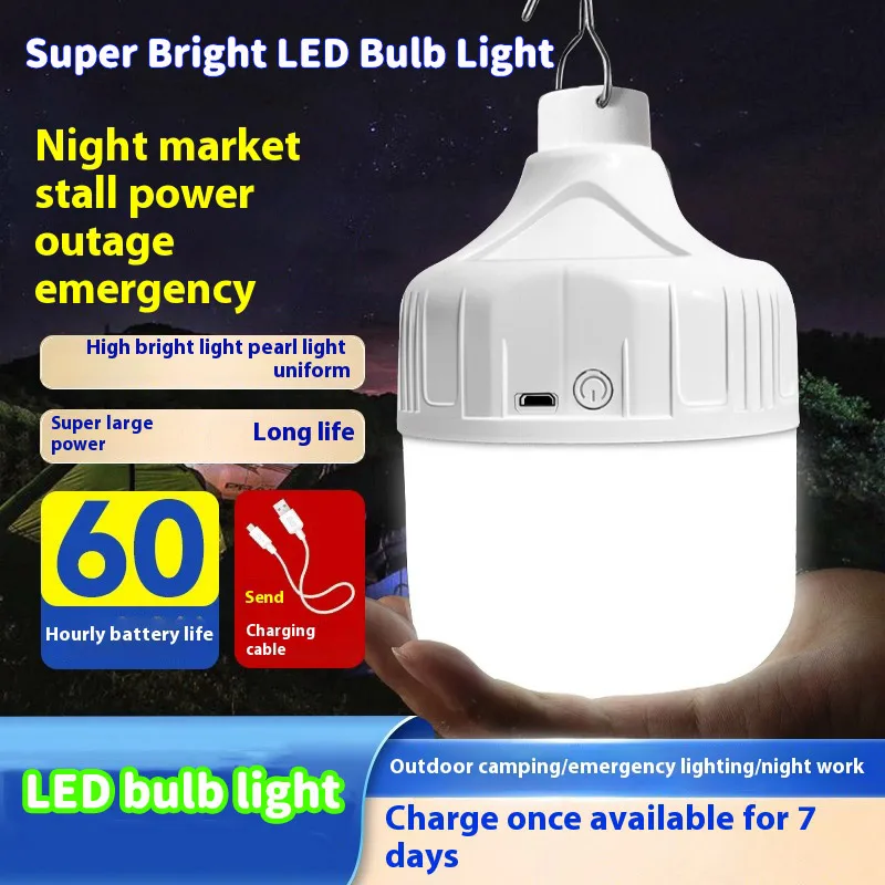 High Bright LED Bulb Light USB Rechargeable Emergency Lighting Flashlight Portable Outdoor Camping Fishing Night Light Bulbs