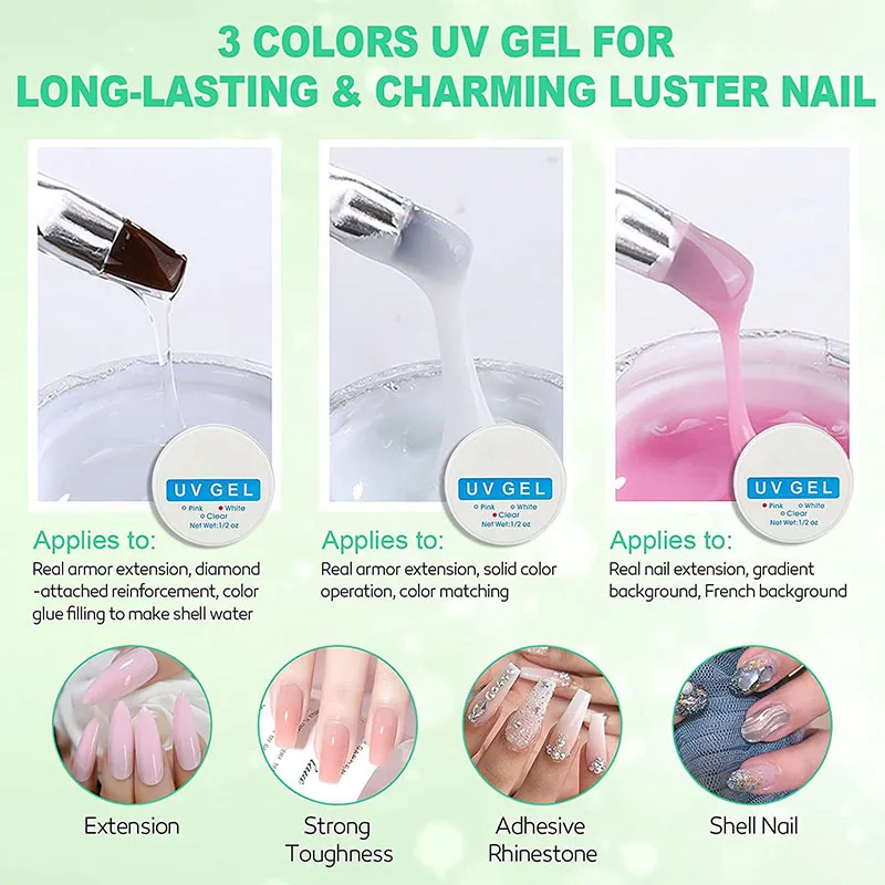 Kit de uñas acrílicas con lámpara UV, herramientas DIY 6