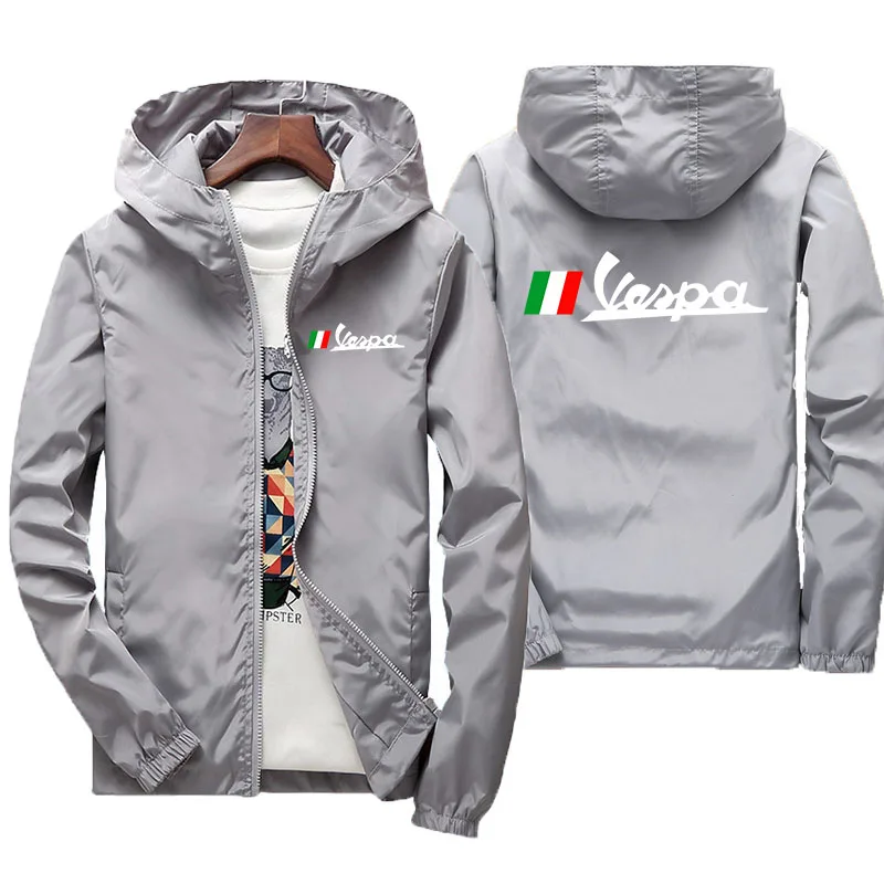 2024 Summer Vespa Battery Car Car LogoNew Men's Casual Bomber Jacket Fashion Outdoor Ultra-Thin Zipper Sports Sunscreen Clothing