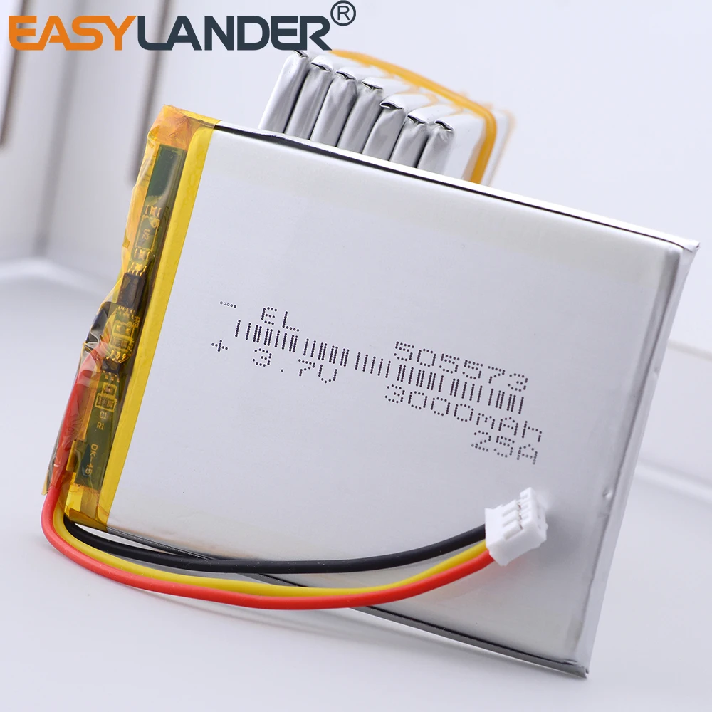 3.7V 3000mAh 505573 11.1Wh Rechargeable Li-Polymer Li Lipo Battery NTC Thermistor 3 Wires JST 3Pin 2.0mm Connector