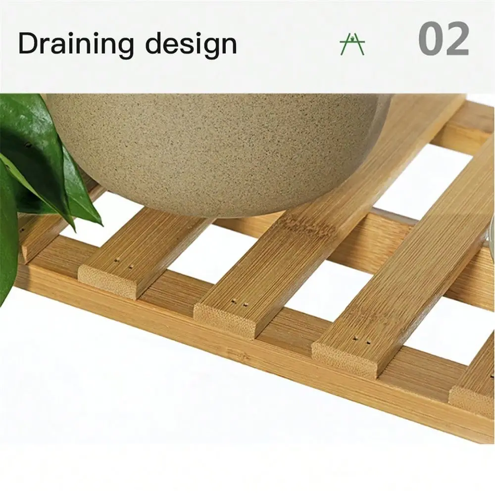 

3 Tier Foldable Bamboo Ladder Plant Stand Flower Storage Shelving Hanging Rack