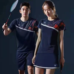 New short-sleeved tennis shirts big size women's suit summer male sports badminton clothes table tennis clothes team uniforms