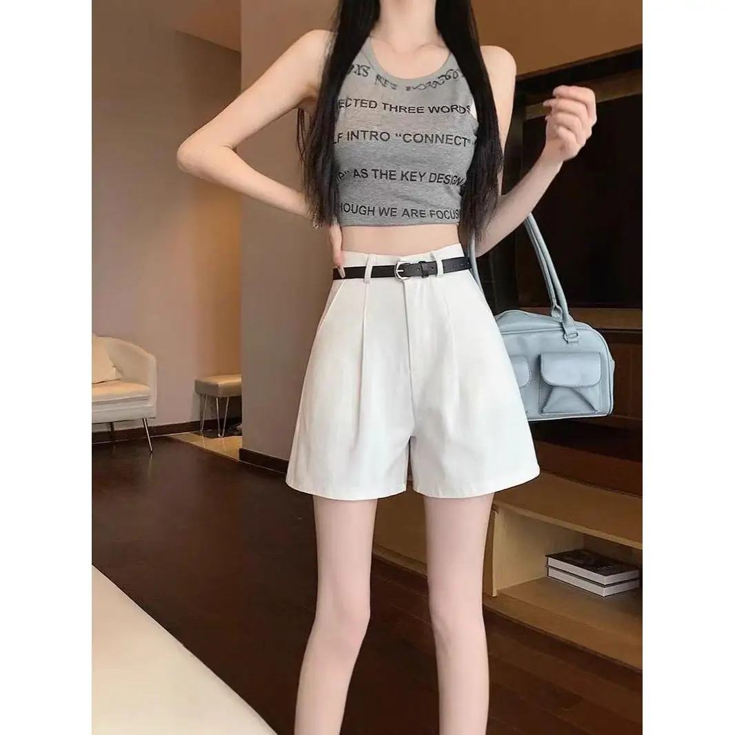 High Waist Suit Short Pants Women's Fashion Spring Summer New Korean Version Small Size Slimming A-Line Wide Leg Shorts