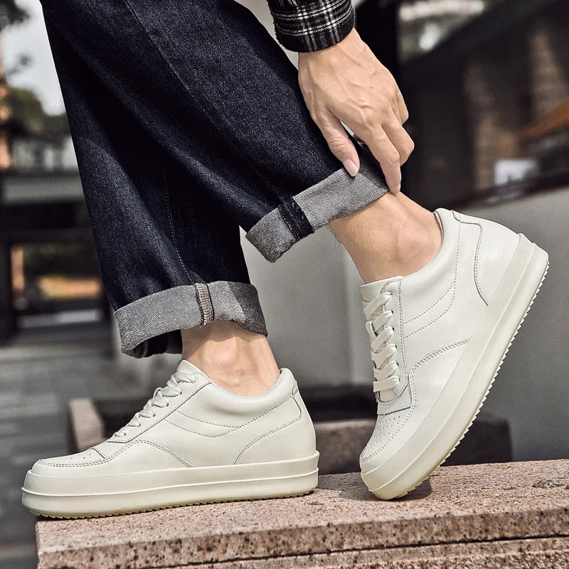 

Spring Autumn Men's Inner Heightening Shoes Leather Sports Casual Shoes Invisible Height Increasing Shoes Men Sport Elevator 5-8