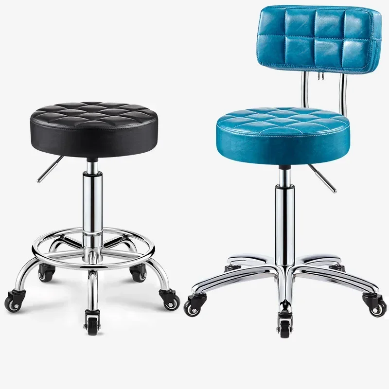 Silla de peluquería profesional con ruedas, taburete giratorio para estilismo, salón de belleza