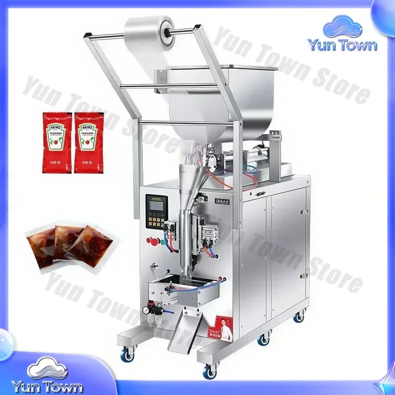 2025 Small Sauce Filling Machine with Stirrer for Honey Seasoning Pneumatic Packing Automatic Dosing Back Seal Food Grade