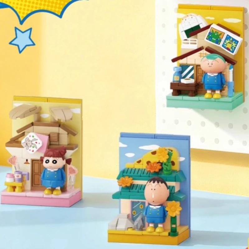 Anime Crayon Shin Chan Building Blocks Magnetic Refrigerator Sticker Ornament Puzzle Toy Cartoon Splicing Model Gift