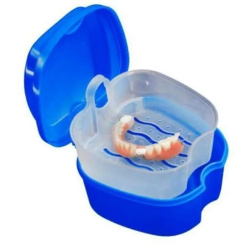 3PCS Denture Storage Box Case Denture Brush Set Dental Retainer False Teeth With Strainer Denture Cups Soaking Dentures Case