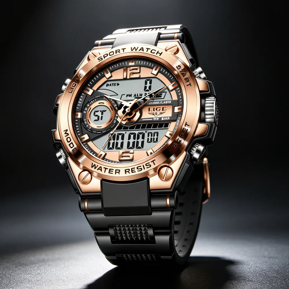 

LIGE Men Watch Digital 50m Waterproof Wristwatch LED Military Quartz Clock Sport Watch Male Big Watches Men Relogios Masculino