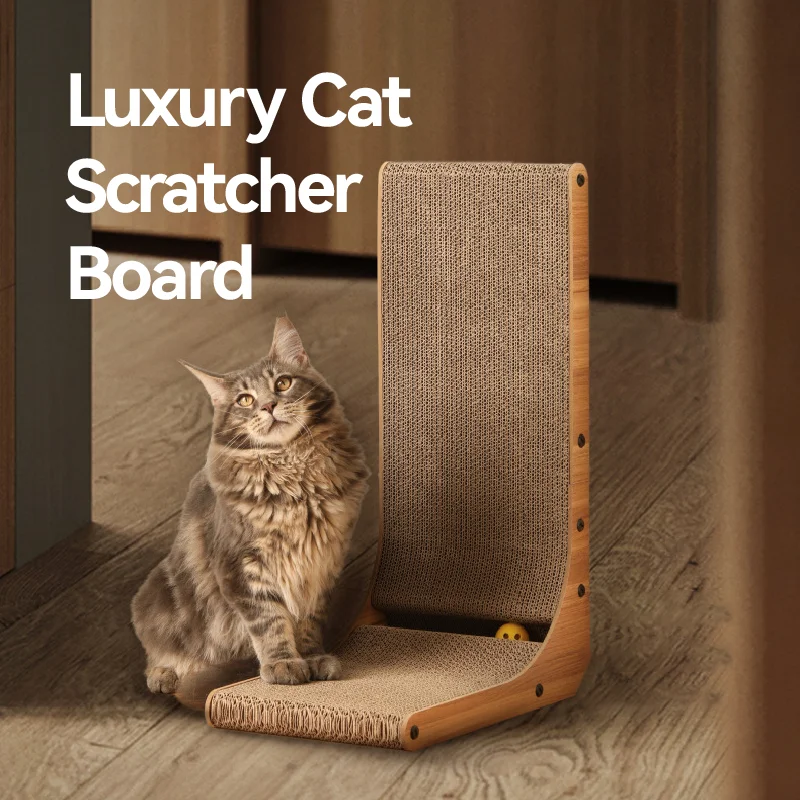 Luxury Cat Scratcher Board Scraper Detachable Wooden Scratching Post for Cats Training Grinding Claw Toys Furniture Protector