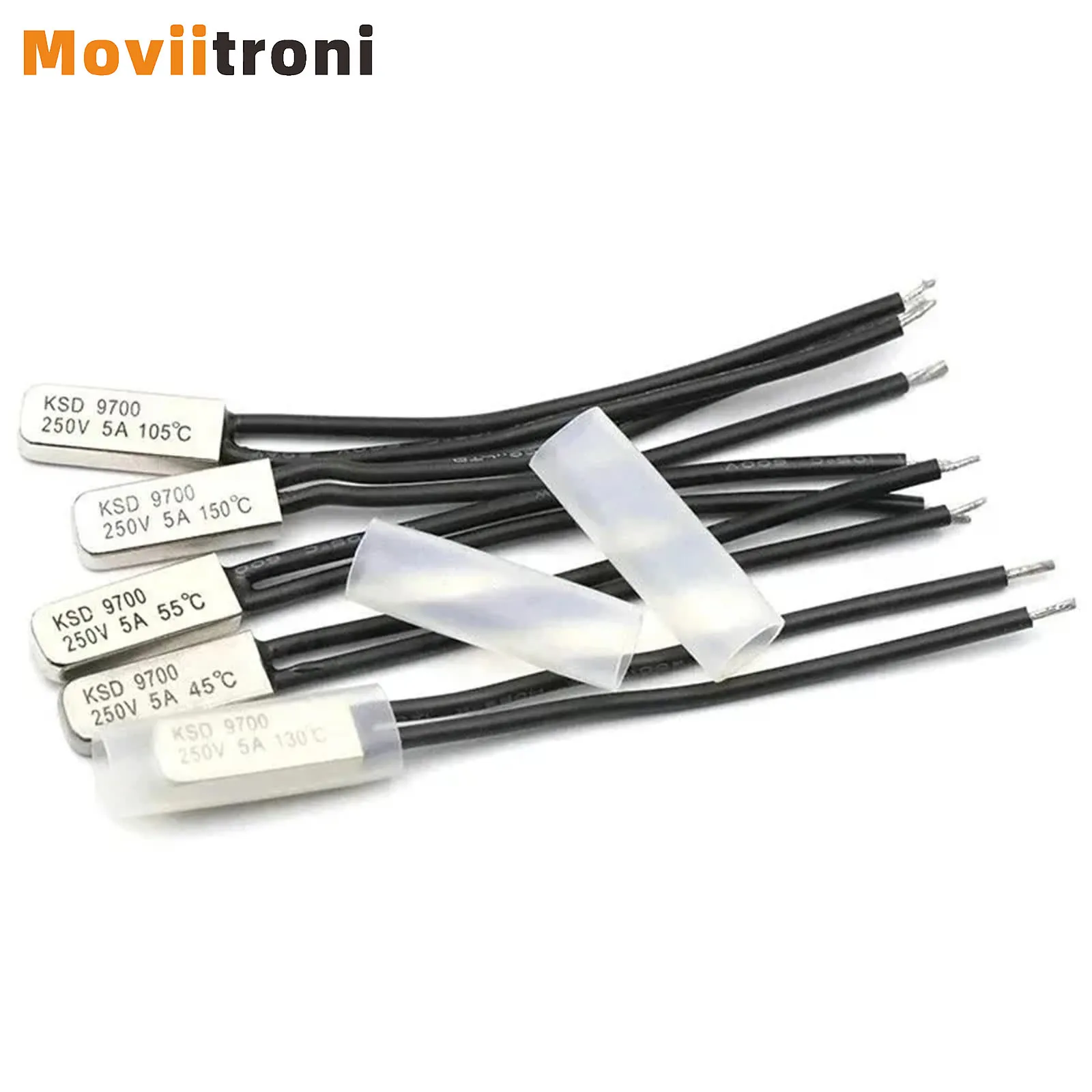 5pcs KSD9700 250V 5A 85C 95C 45-145 Degree Celsius Normally Open Bimetal Disc Temperature Switch Thermostat Thermal Protector