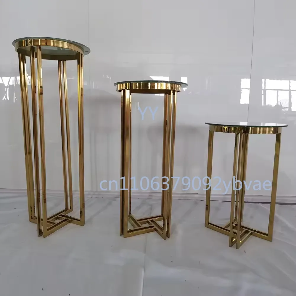

Wedding supplies hot sale metal gold shiny cake stand dessert table wedding base event decoration