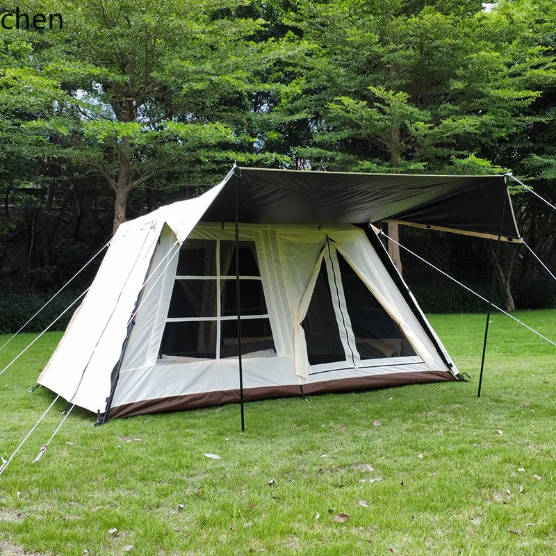 

CP two rooms and one living room outdoor vinyl rain and sun protection big tent 4-6 people multi-person camping and leisure