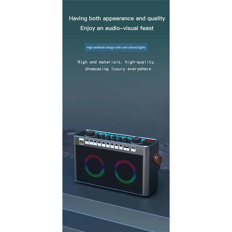 PHILE-Machine Home KTV Suono RGB integrato Karaoke Altoparlante portatile per scheda audio wireless BT con 2 microfoni wireless