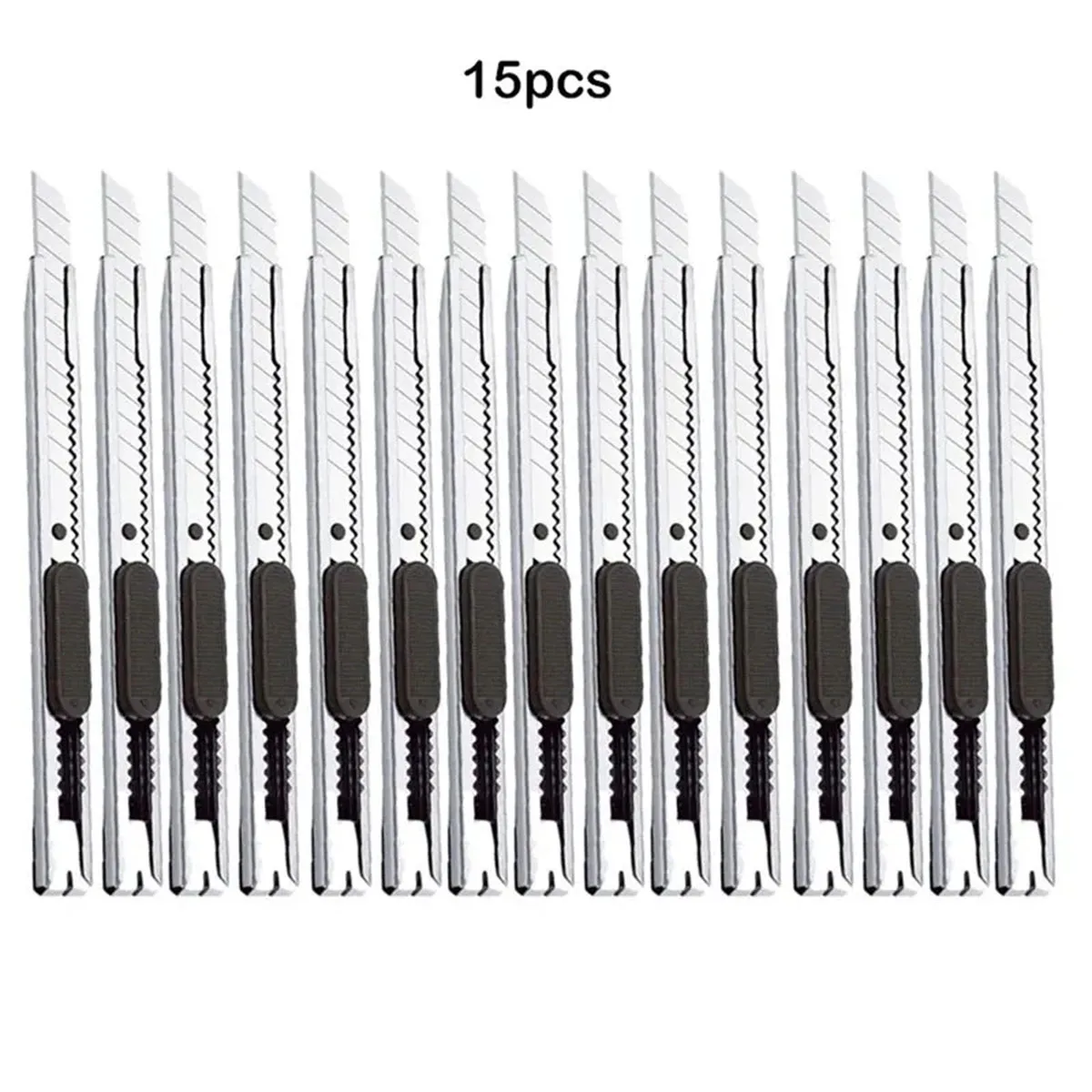 15pcs Stainless Steel Retractable Utility Knife 9mm Snap Off Blades Hobby Knife Box Cutter Perfect For Cutting At Home