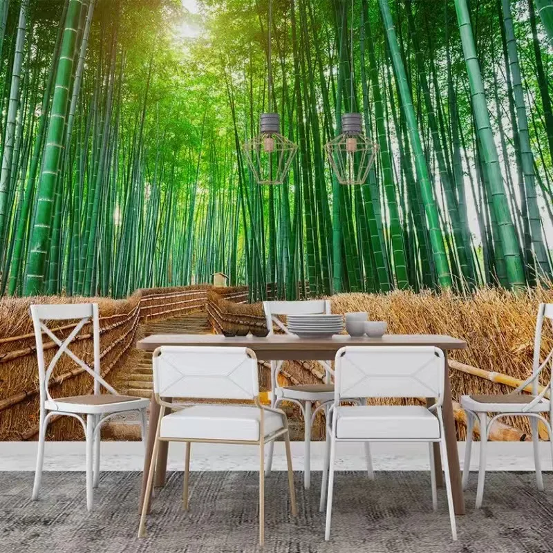Custom wallpaper Bamboo forest white dove corridor three-dimensional space bedroom hotel background wall decoration wallpaper