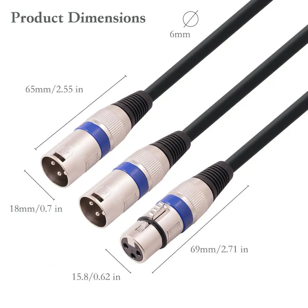Audio Line with Double-layer Shielded Wire Metal Plating Shielded Wire Xlr Y-splitter Cable 3pin Balanced Microphone Cable Dual