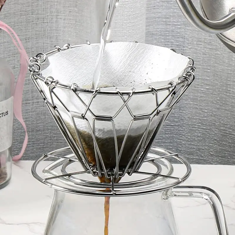 

Кофеварка для наливания, поворотный многоразовый фильтр для кофе из нержавеющей стали, конус фильтра для заваривания для путешествий, кемпинга, дома, кофе в подарок